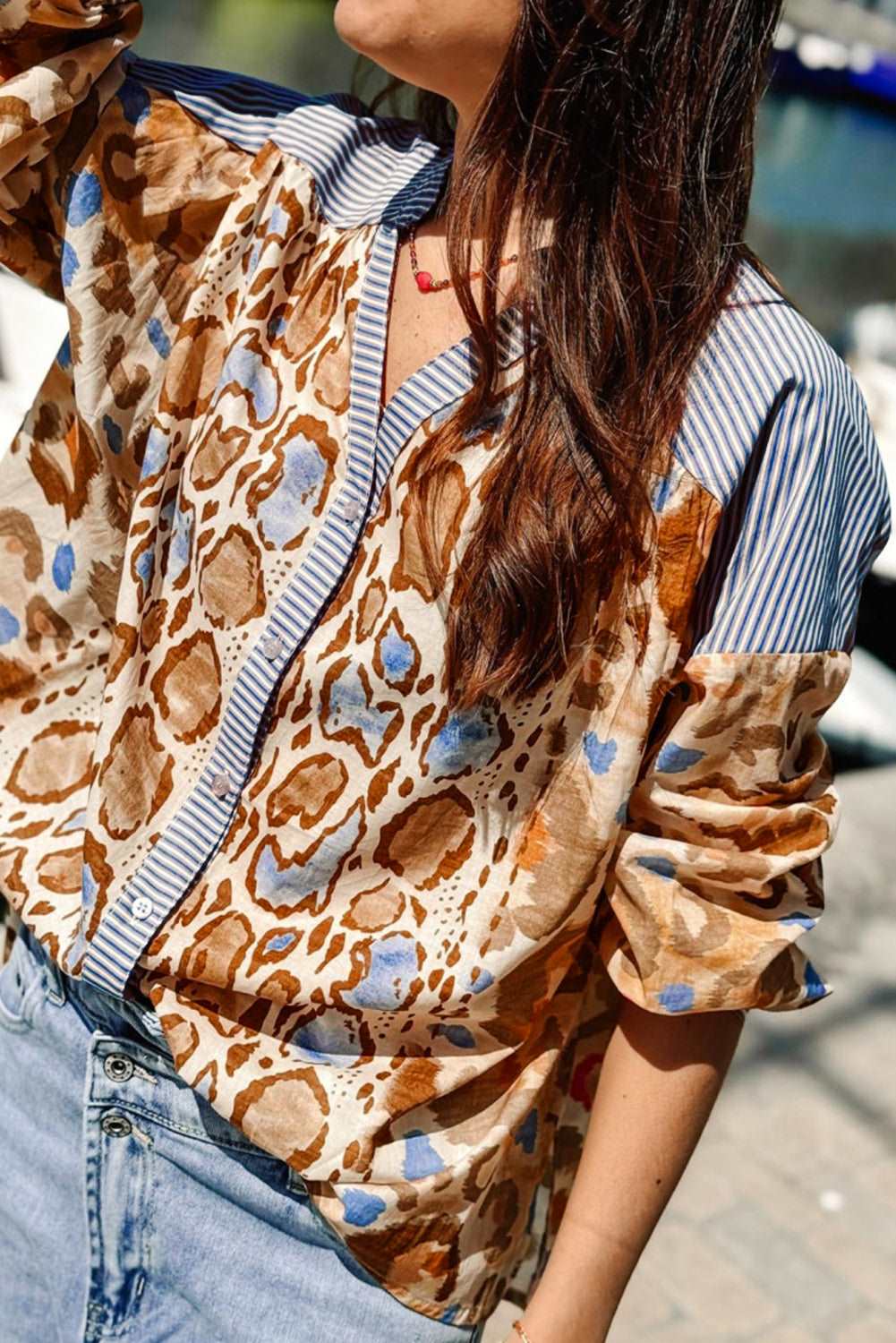 Light French Beige Patchwork Shirt