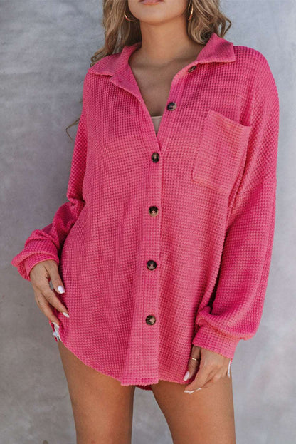 Hot Pink Waffle Knit Shacket - Catherine Martin