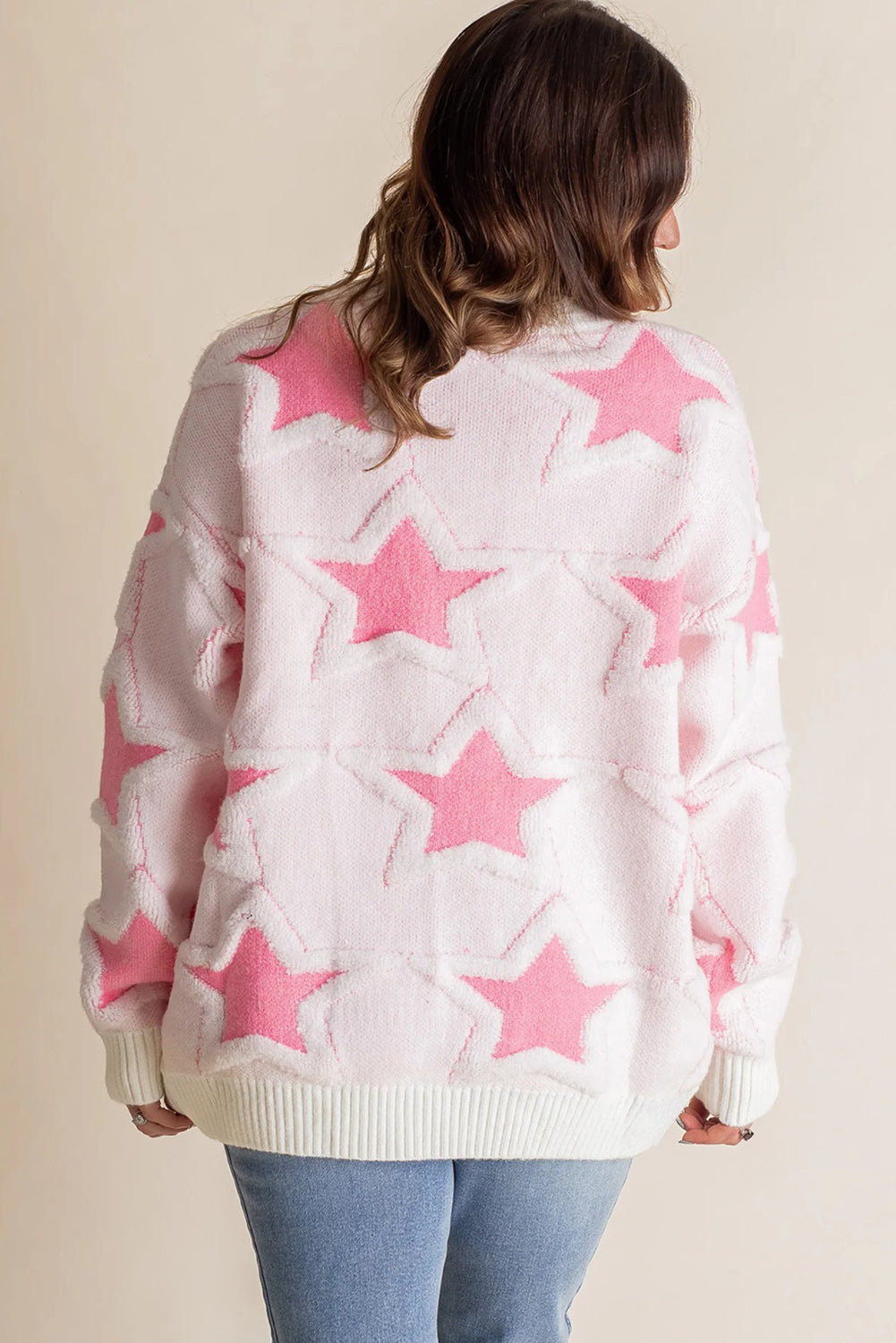 Star Pattern Fuzzy Knit Sweater