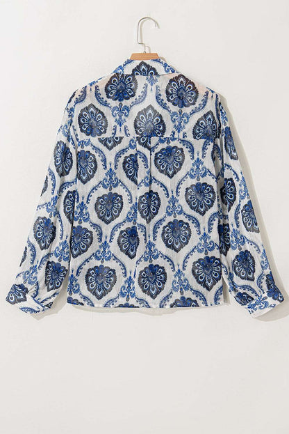 Blue Ethnic Print Loose Shirt - Catherine Martin