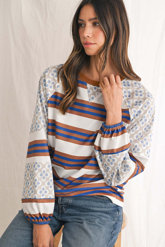 Striped Floral Patchwork Long Sleeve Top - Catherine Martin