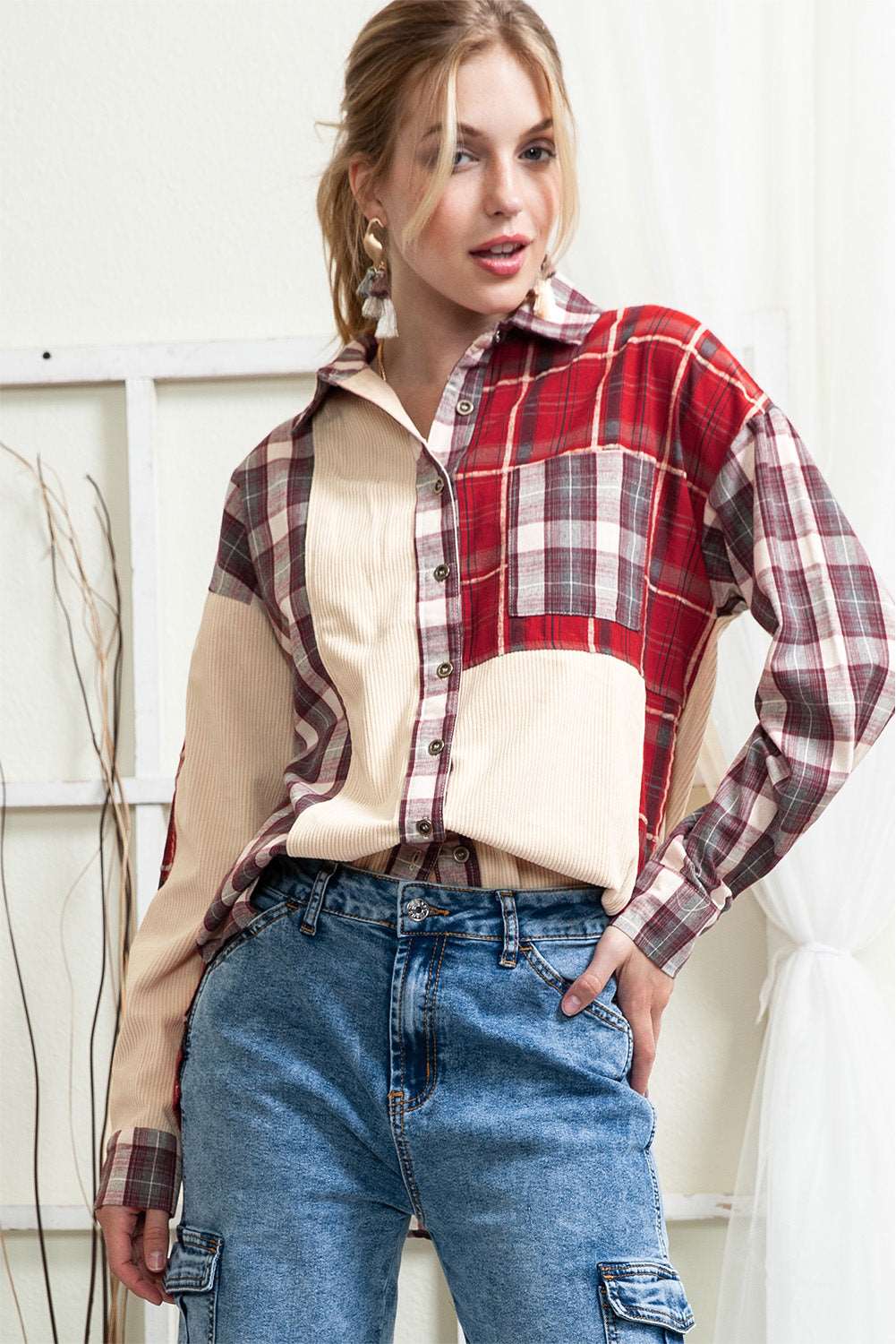 Red Plaid Corduroy Shacket - Catherine Martin