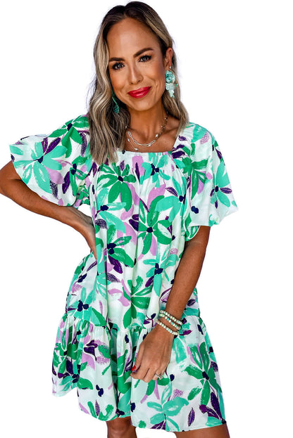 Relaxed-fit floral dress styled for an effortless look.
