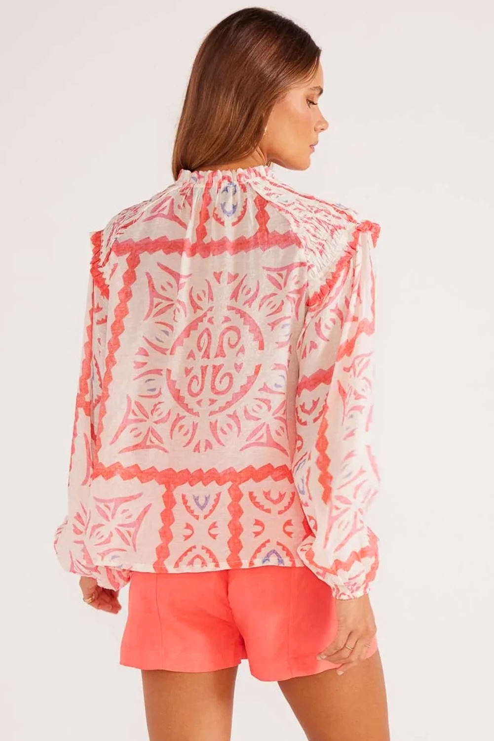 Light Orange Abstract Print Blouse