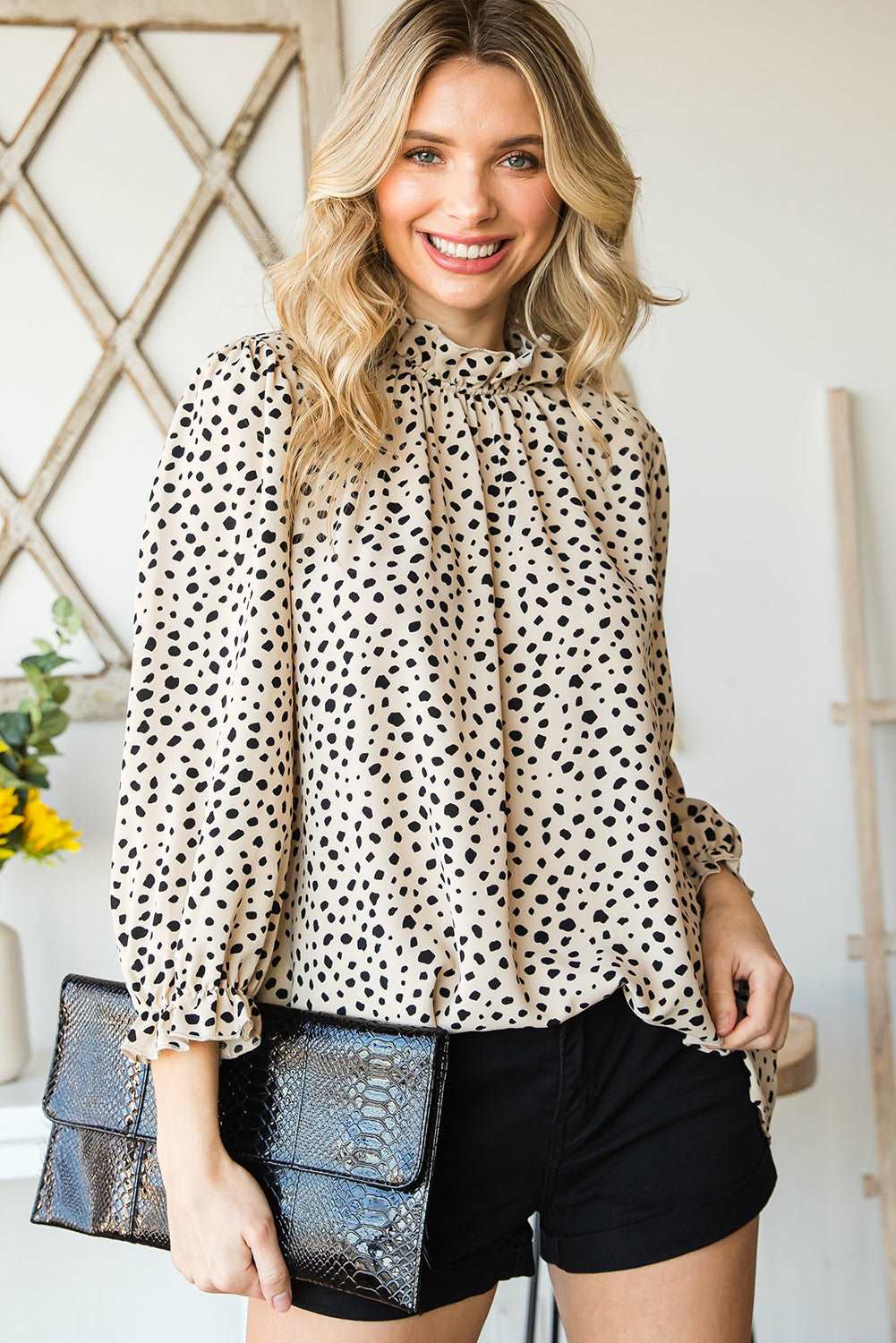 Khaki Leopard Ruffle Blouse - Catherine Martin