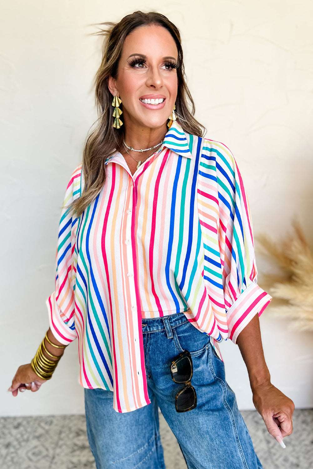 Pink Striped Shirt 3/4 Sleeve - Catherine Martin