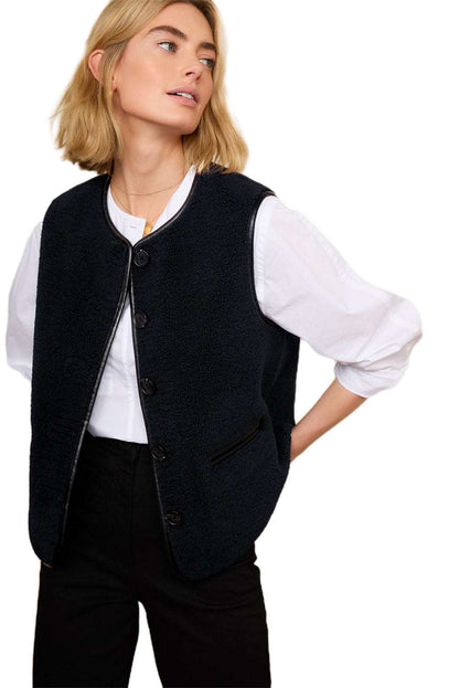 Camel Fleece Button Vest - Catherine Martin