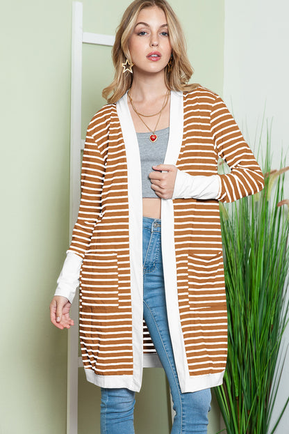 Brown Striped Long Cardigan - Catherine Martin