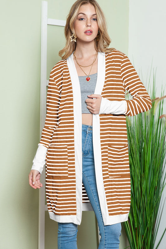 Brown Striped Long Cardigan - Catherine Martin