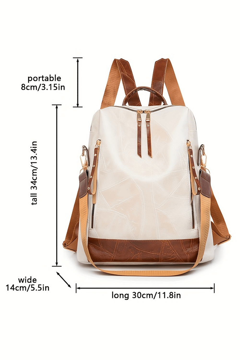 Minimalist white faux leather backpack, ideal for work, uni, or casual wear