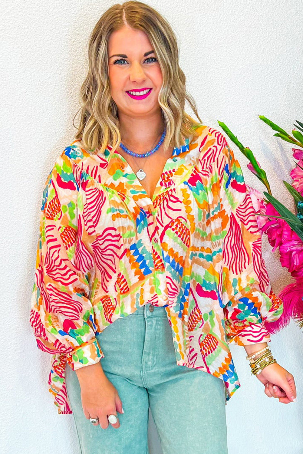 Orange Abstract Print Oversized Shirt -Catherine Martin