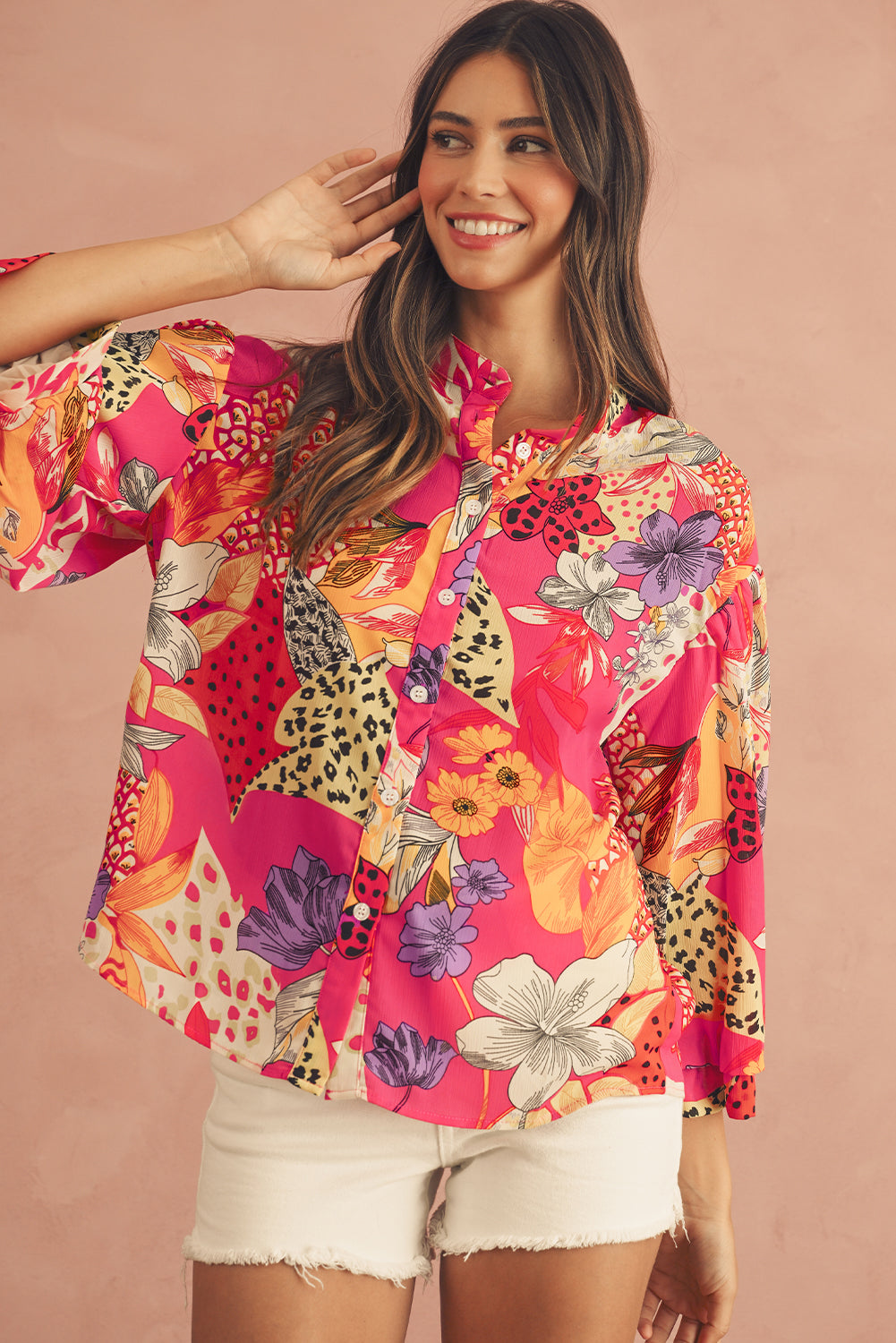 Red Floral Button Blouse - Catherine Martin