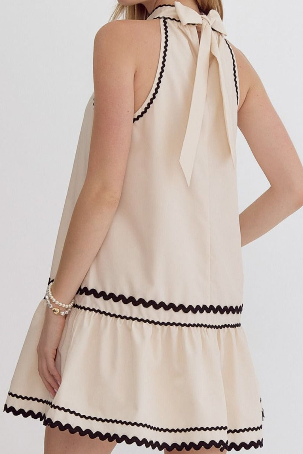 Beige Black Tiered Mini Dress - Catherine Martin