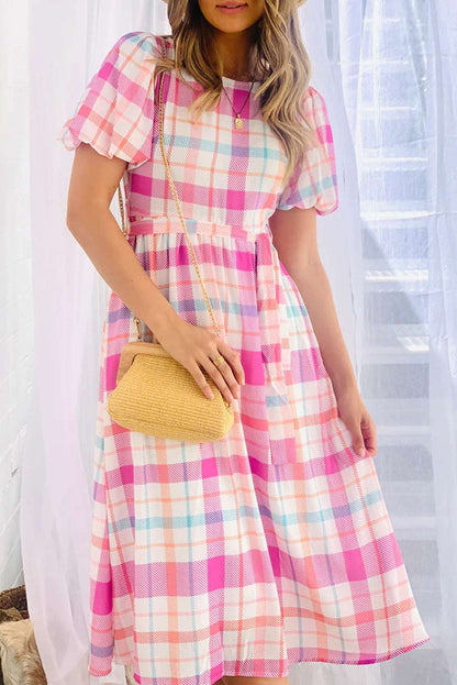 Pink Checkered Midi Dress - Catherine Martin