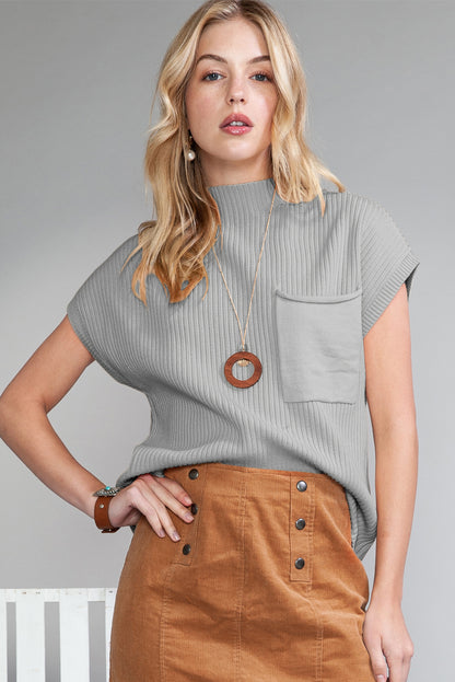 Pink Knit Sweater Short Sleeve