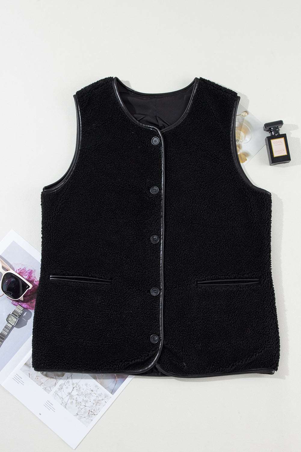 Camel Fleece Button Vest - Catherine Martin