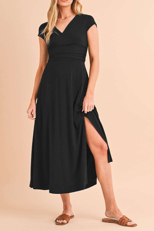 Black Deep V Neck Dress