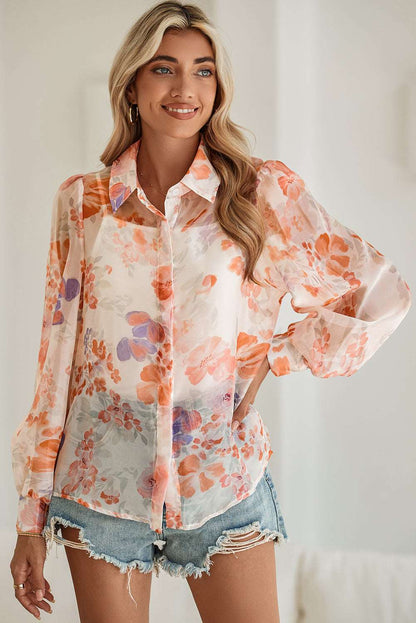 White Floral Print Loose Shirt - Catherine Martin