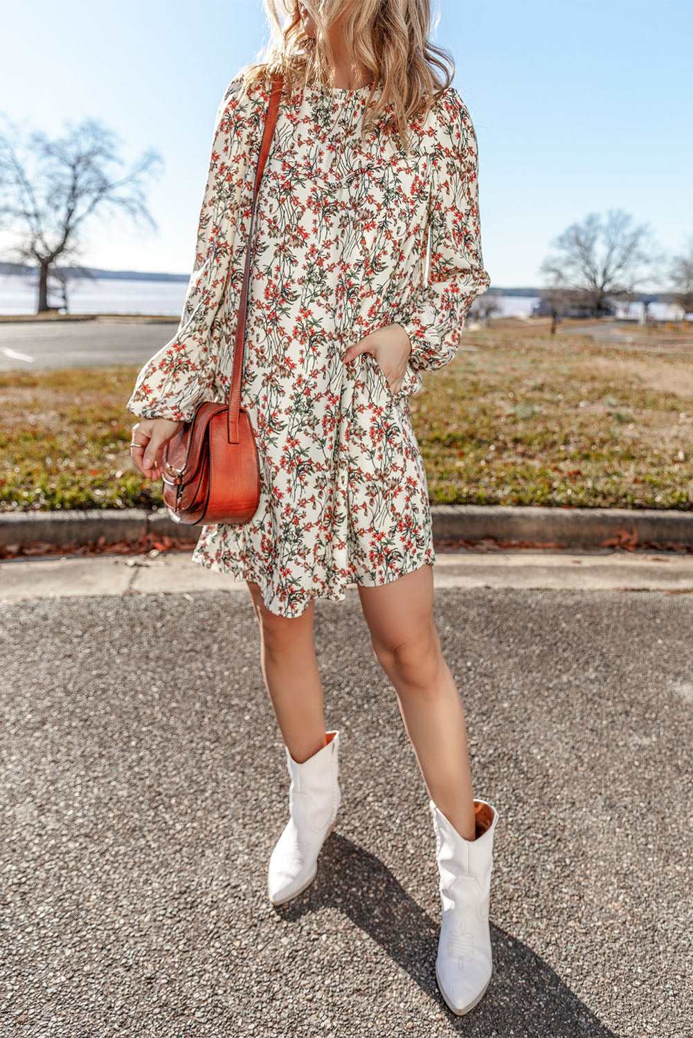 White Floral Long Sleeve Dress - Catherine Martin