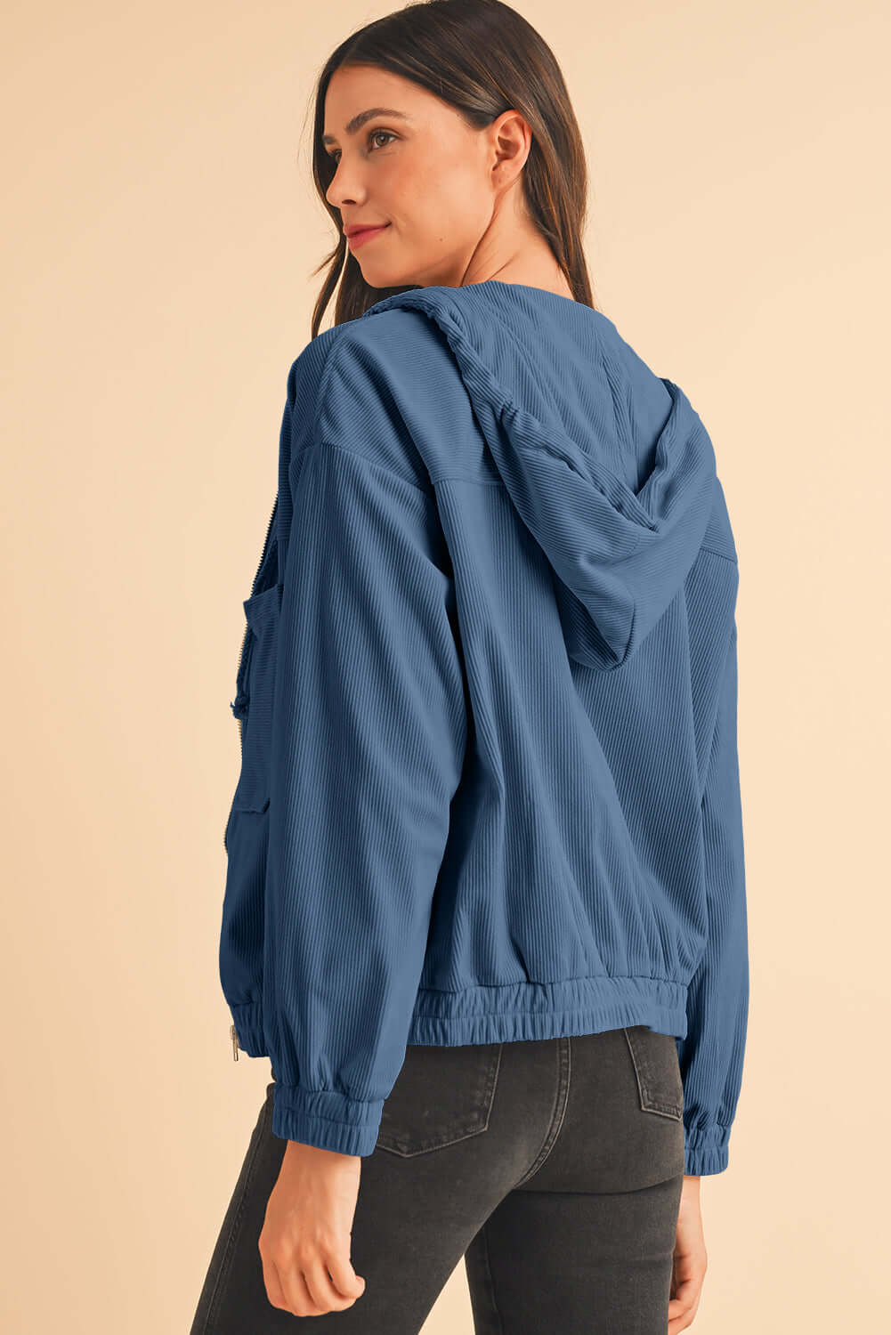 Women's Aussie Chill Blue Hoodie. Back view.