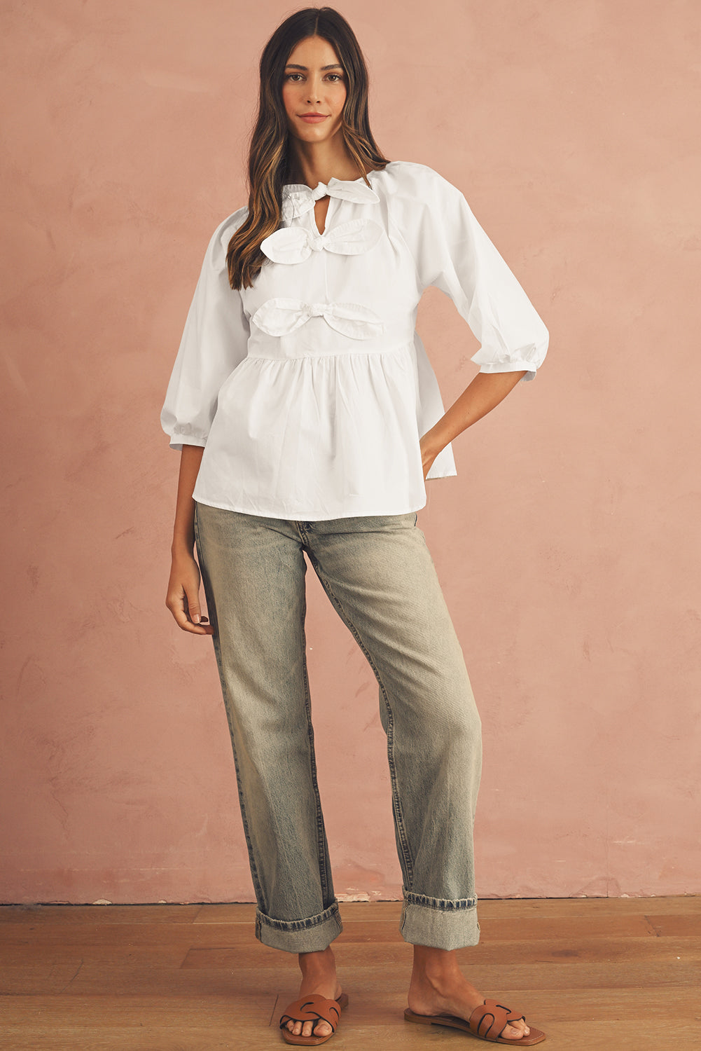 White Blouse Bow Knot Cut Back - Catherine Martin