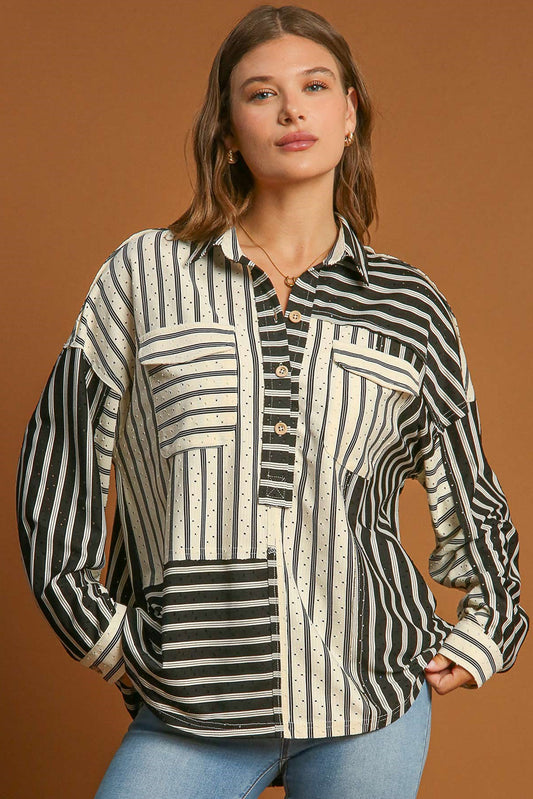 Black And Beige Striped Shirt - Catherine Martin