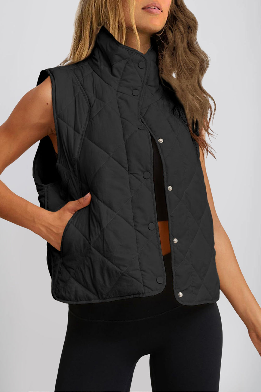 Black Quilted Pocket Vest Coat - Catherine Martin