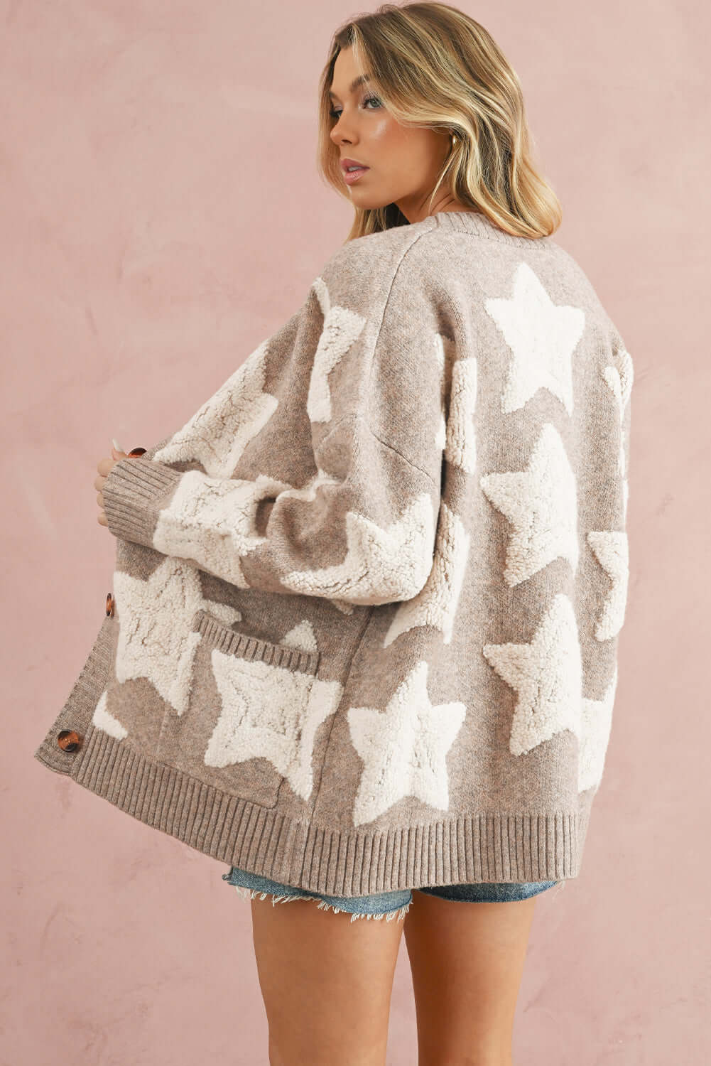 Aussie Star Knit Cardigan – Cute & Comfy. Back view.