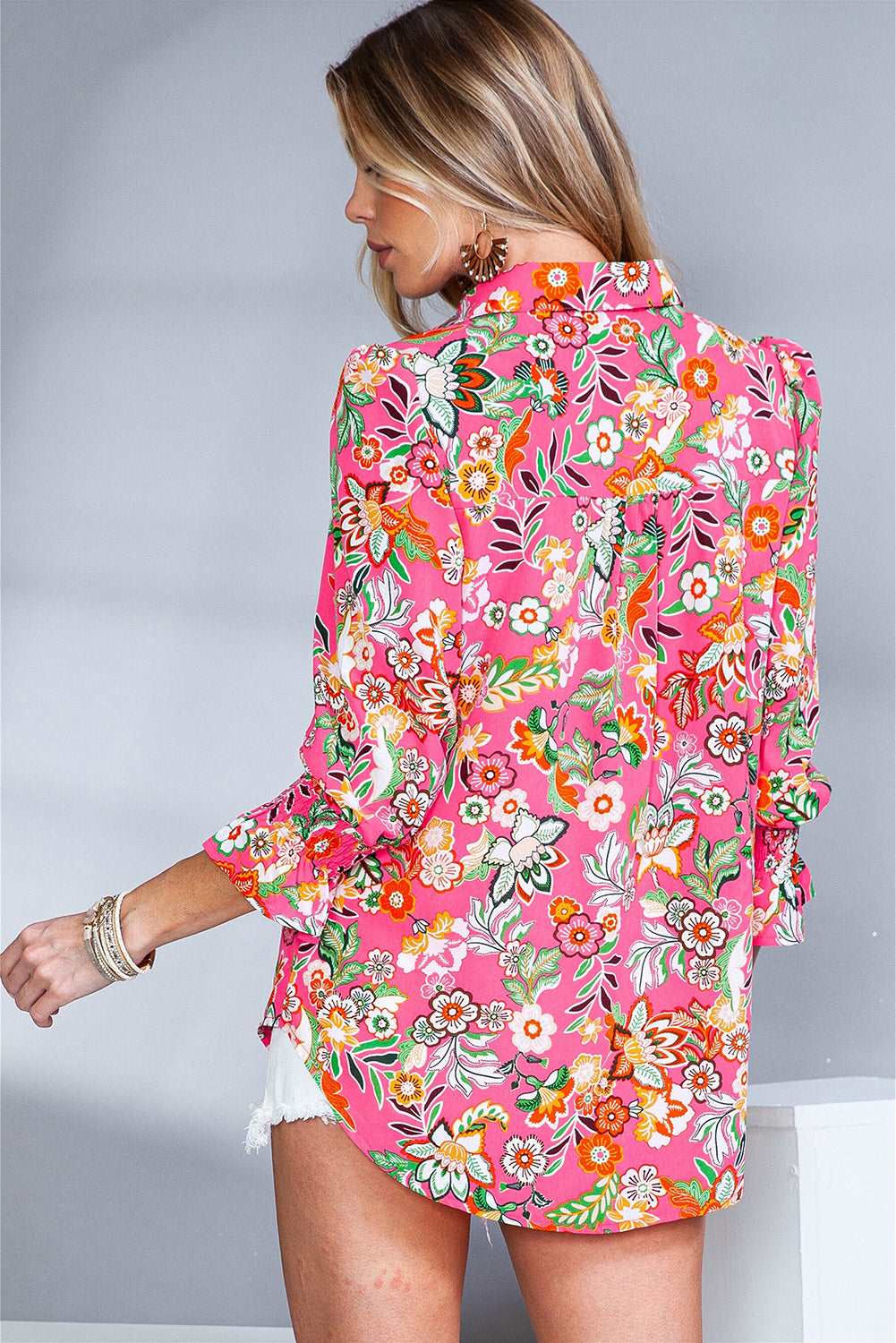 Pink Floral Blouse Puff Sleeve - Catherine Martin