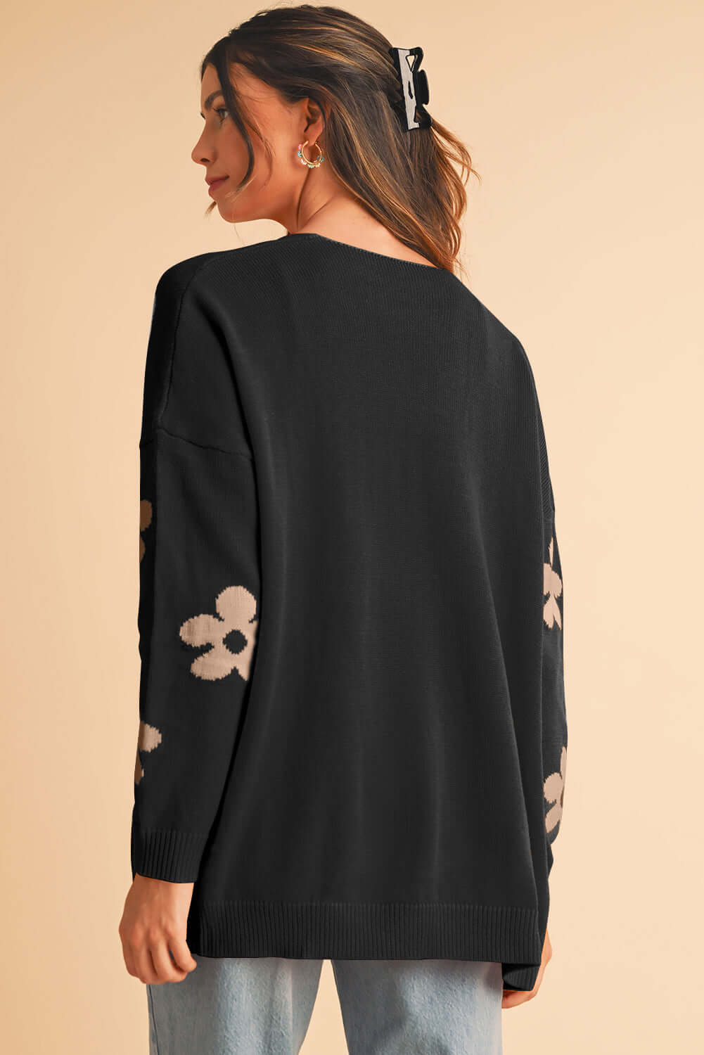Black Floral Knit Cardigan - Aussie Fashion - Catherine Martin