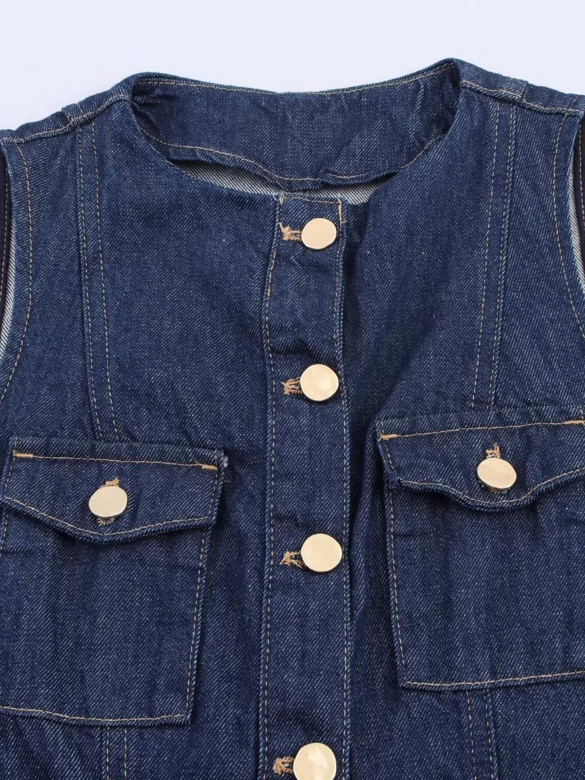 Sleeveless Belted Denim Dress