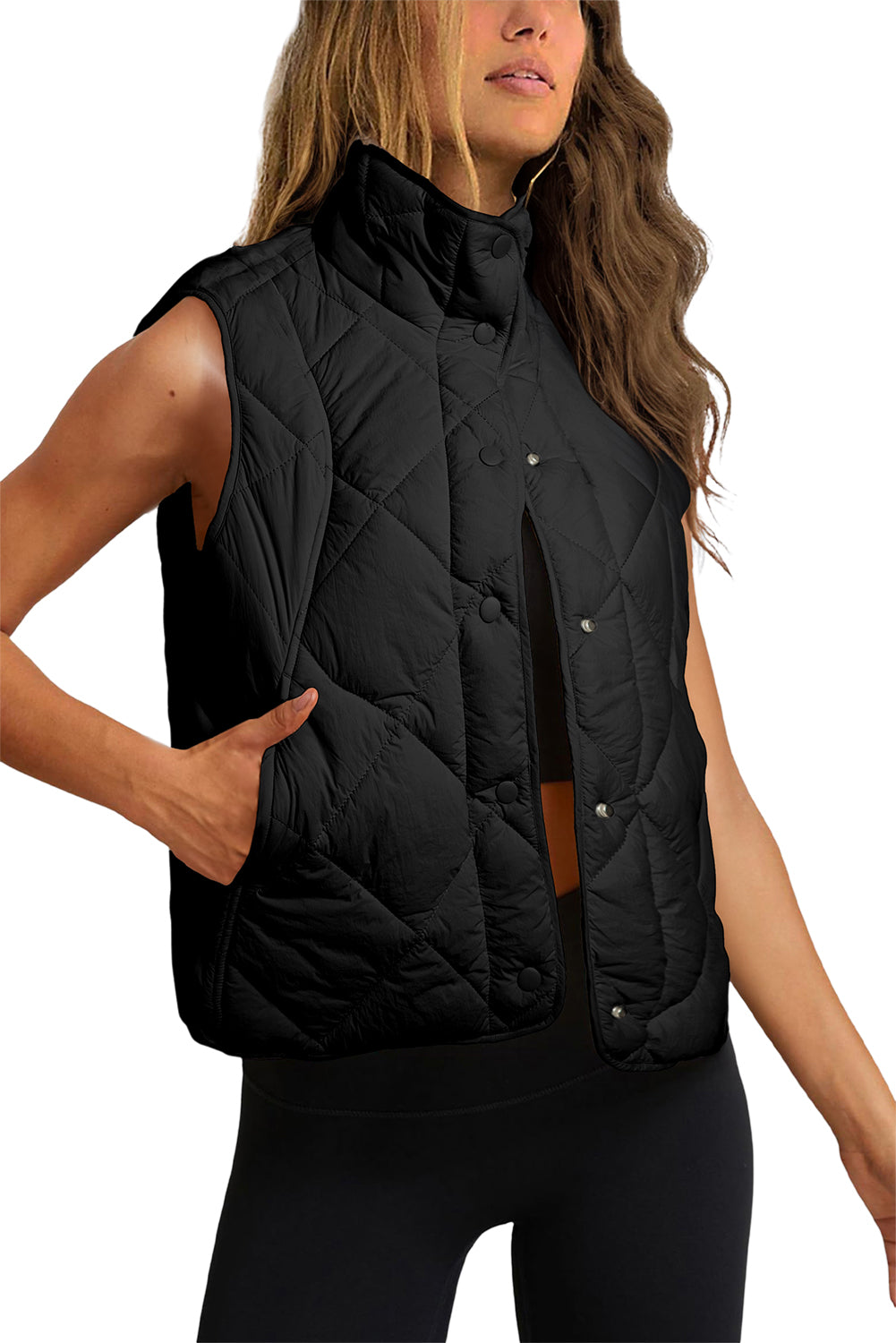 Black Quilted Pocket Vest Coat - Catherine Martin