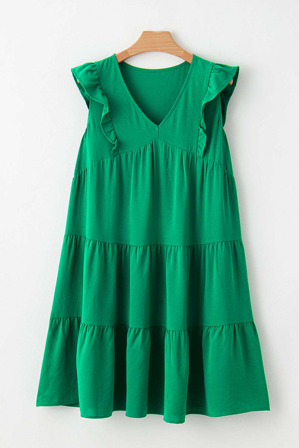 Bright Green V-Neck Ruffle Dress - Catherine Martin