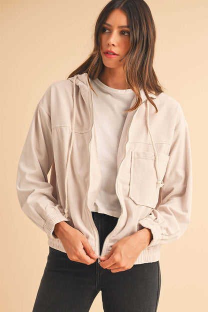 Front view of hoodie with pockets – practical and stylish for on-the-go comfort.
