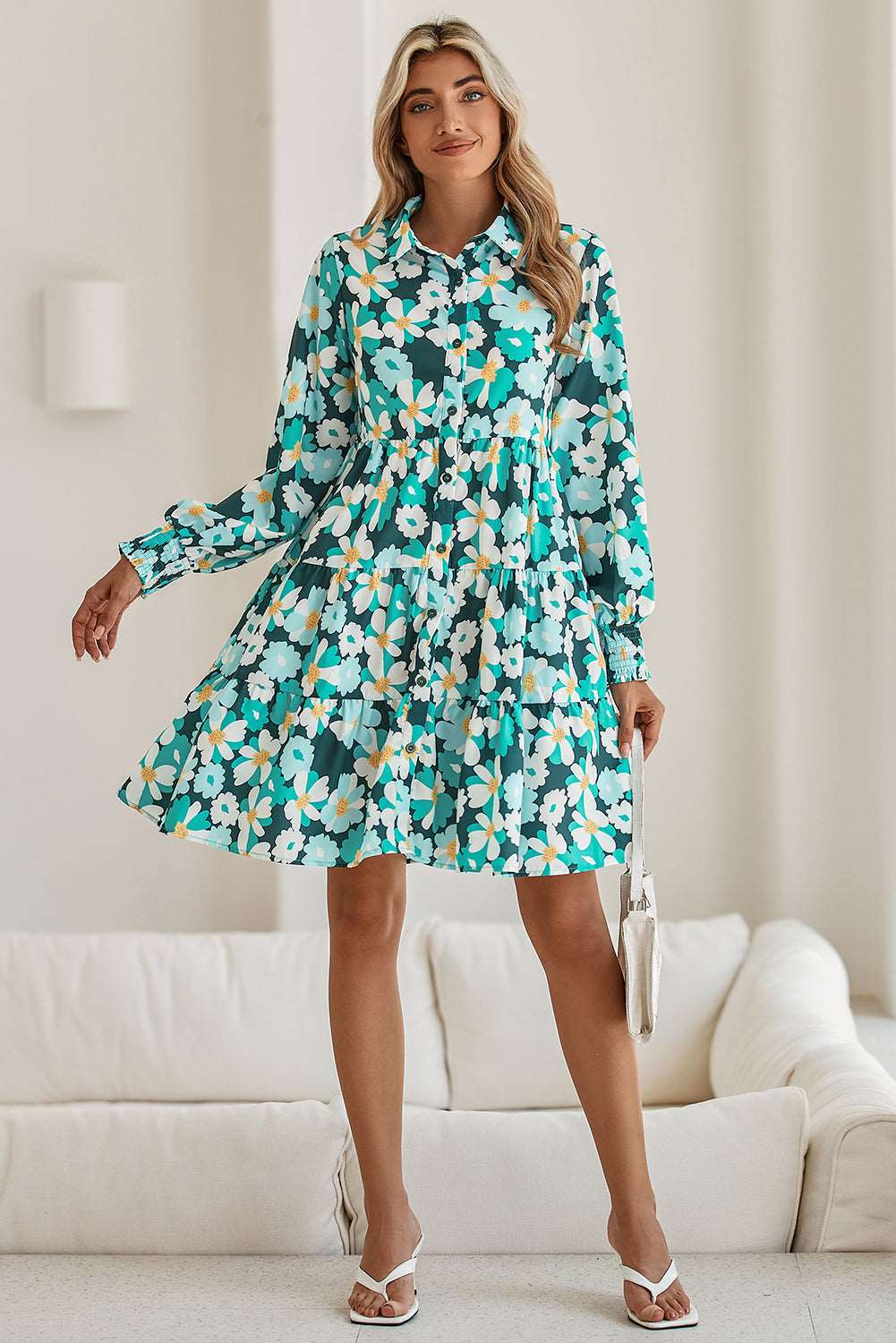 Green Floral Tiered Dress - Catherine Martin