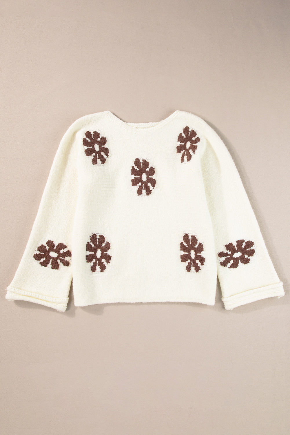 White 60s Flower Sweater