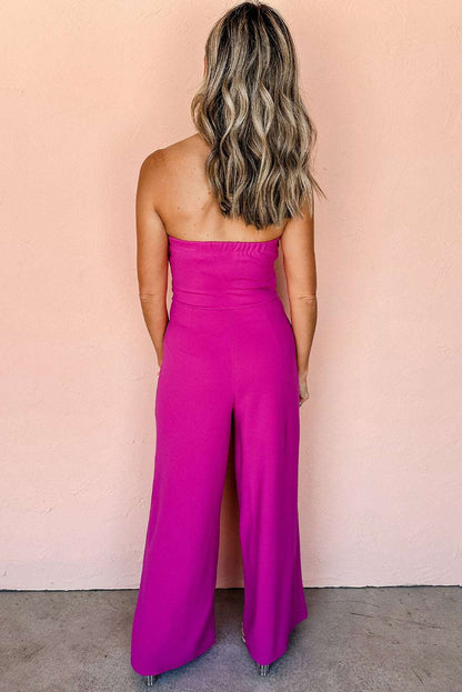 Bright Pink Bowknot Strapless Jumpsuit - Catherine Martin