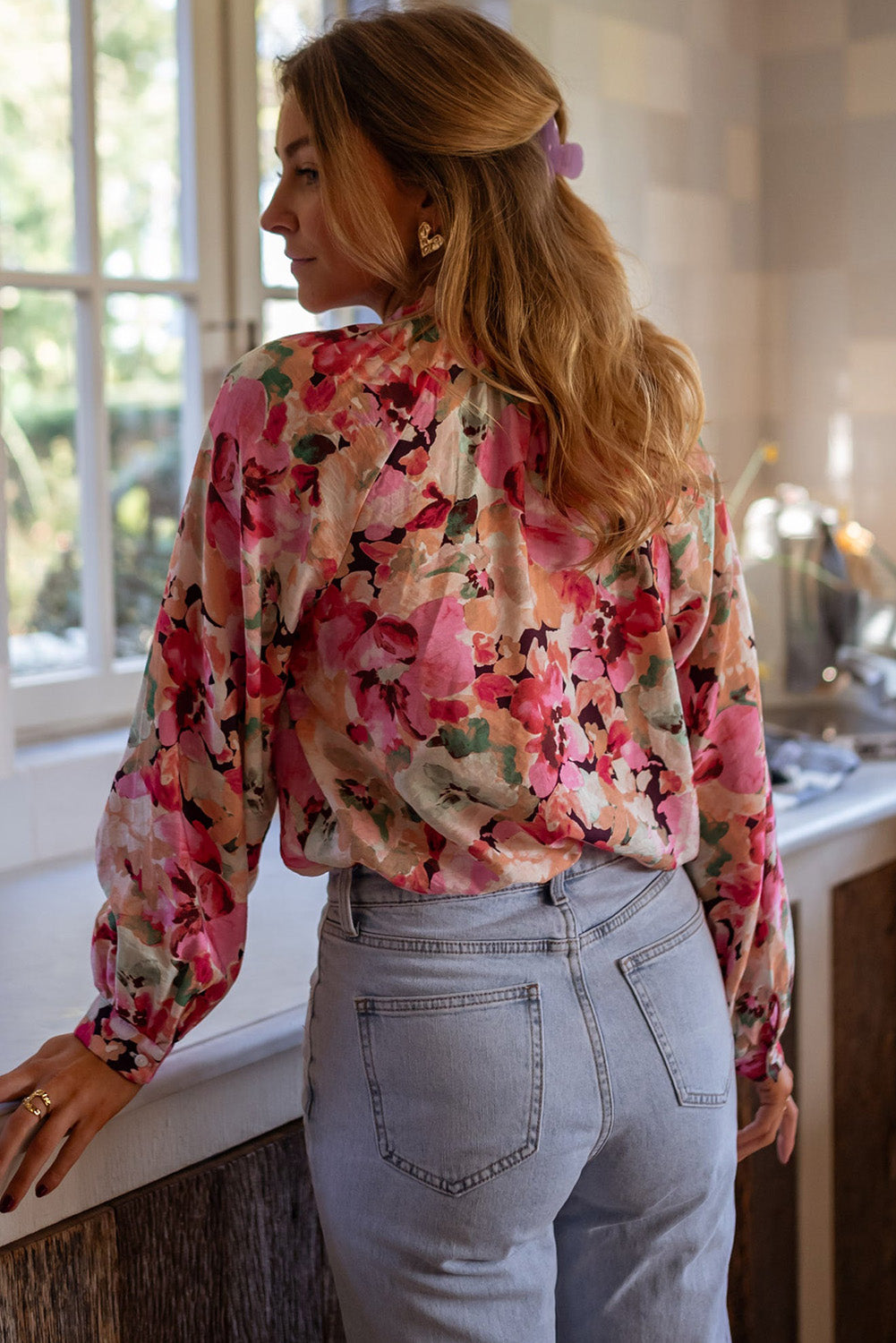 Red Floral Print Frill Shirt - Catherine Martin