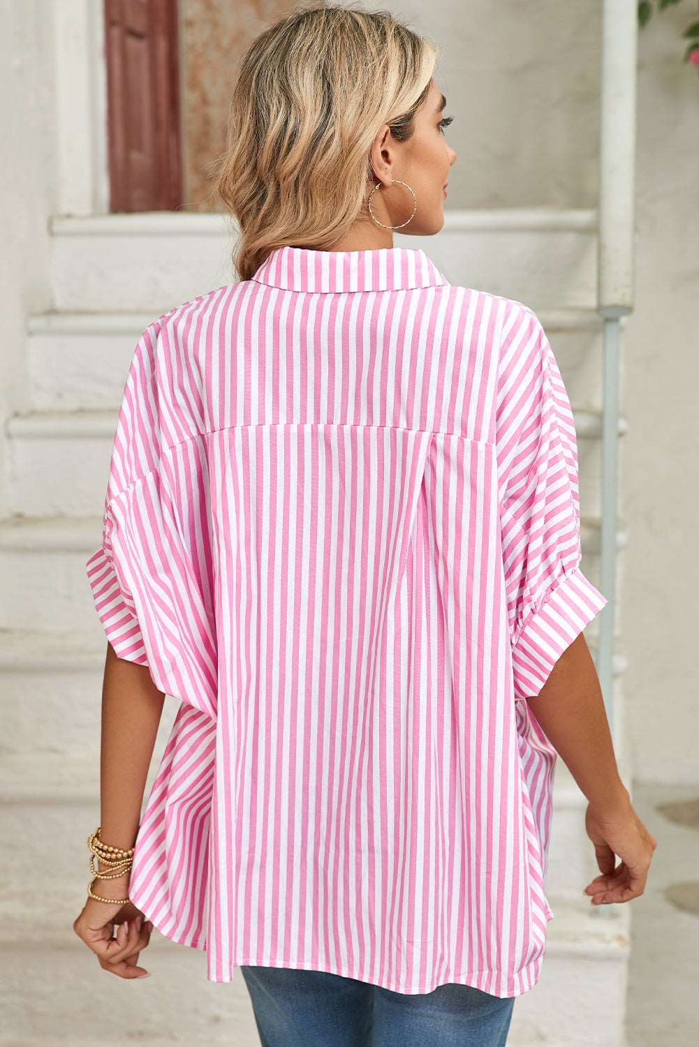 Sky Blue Stripe Oversized Blouse - Catherine Martin