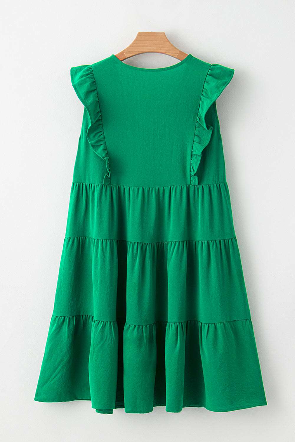 Bright Green V-Neck Ruffle Dress - Catherine Martin