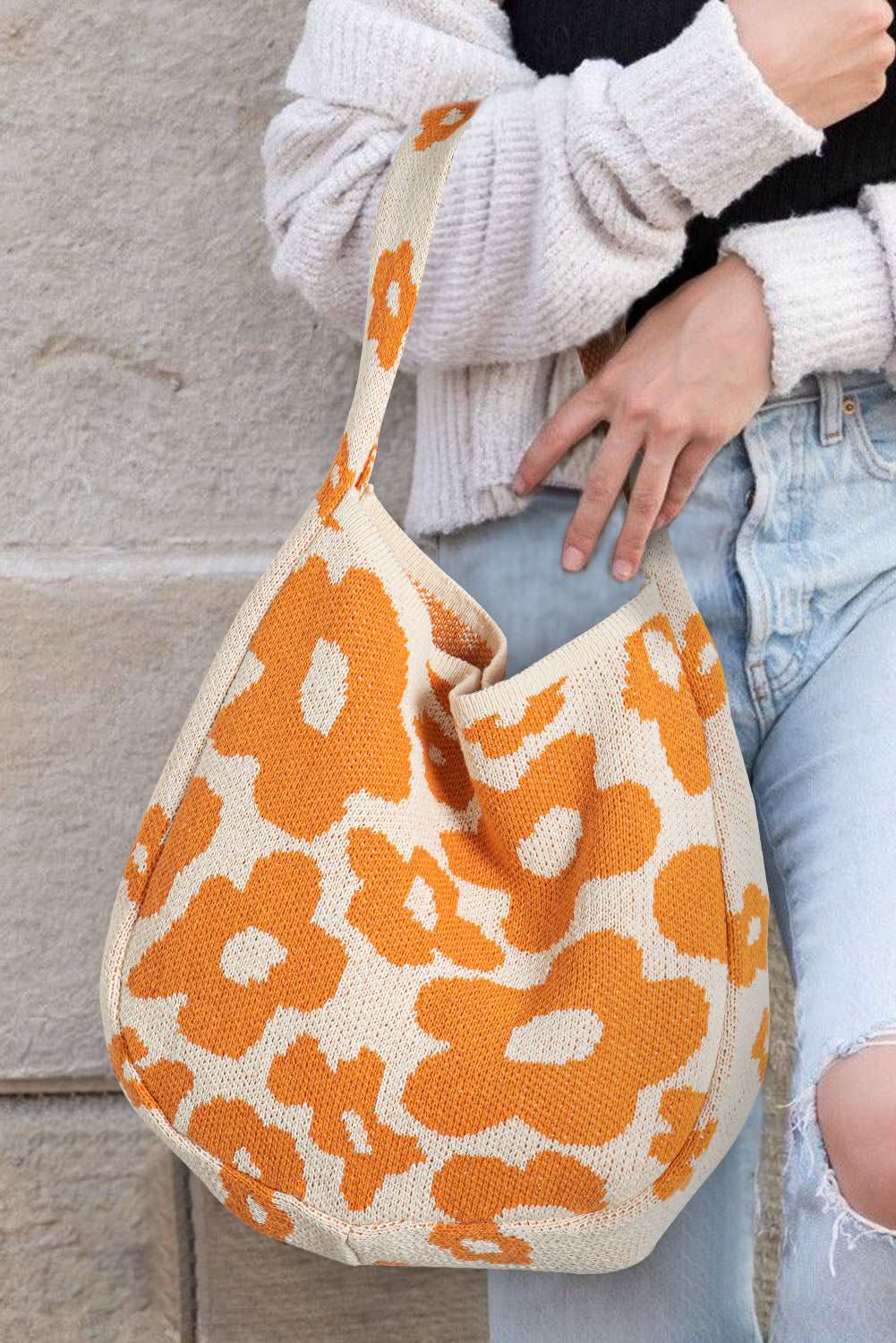 orange floral bag