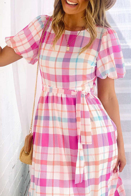 Pink Checkered Midi Dress - Catherine Martin