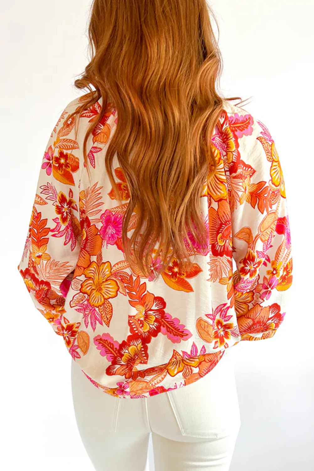  Orange Floral Blouse Long Sleeve - Catherine Martin