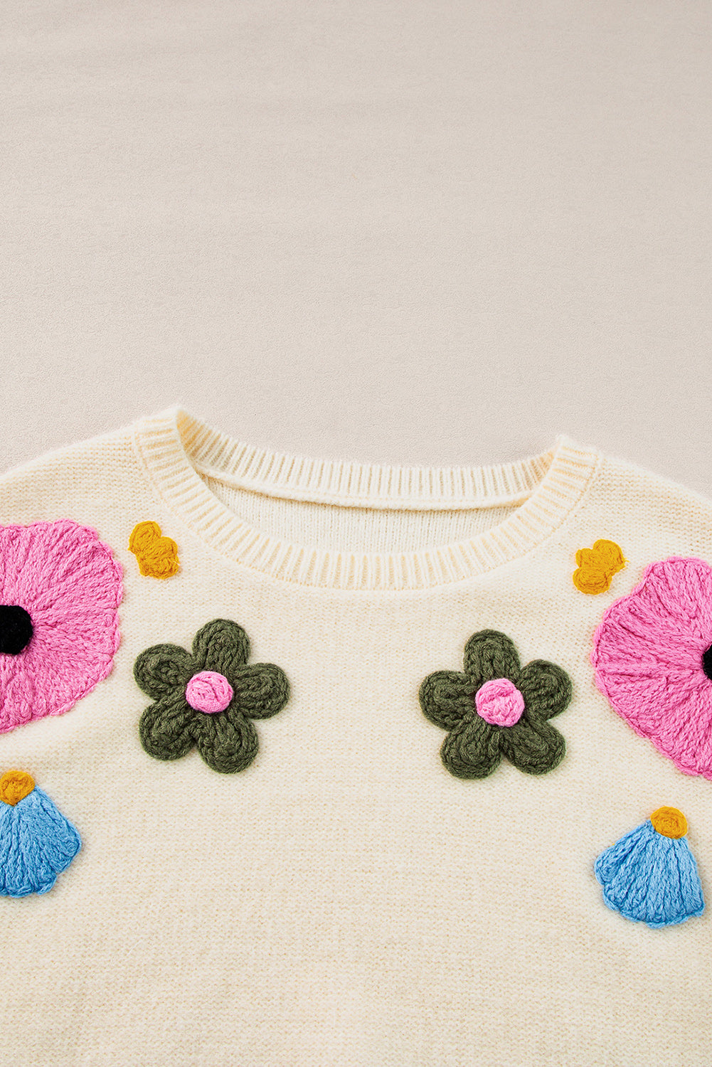 Beige 60s Flower Sweater - Catherine Martin