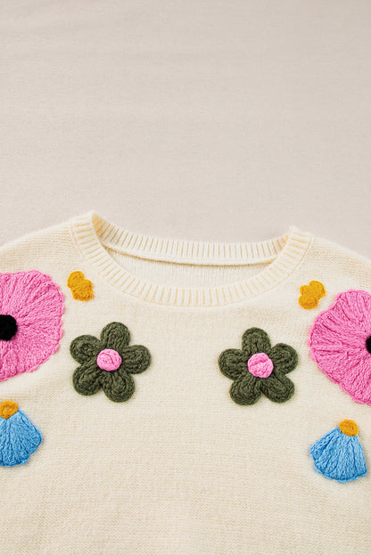 Beige 60s Flower Sweater - Catherine Martin