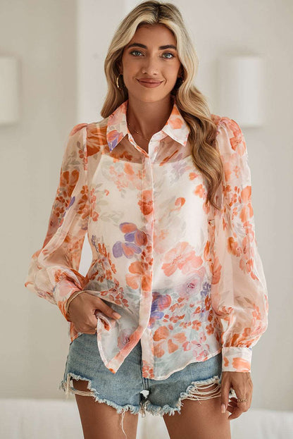 White Floral Print Loose Shirt - Catherine Martin