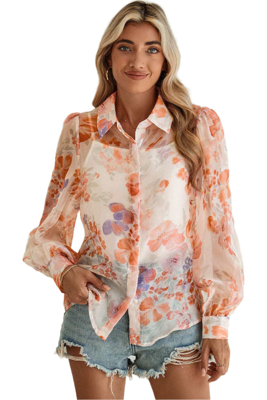 White Floral Print Loose Shirt - Catherine Martin