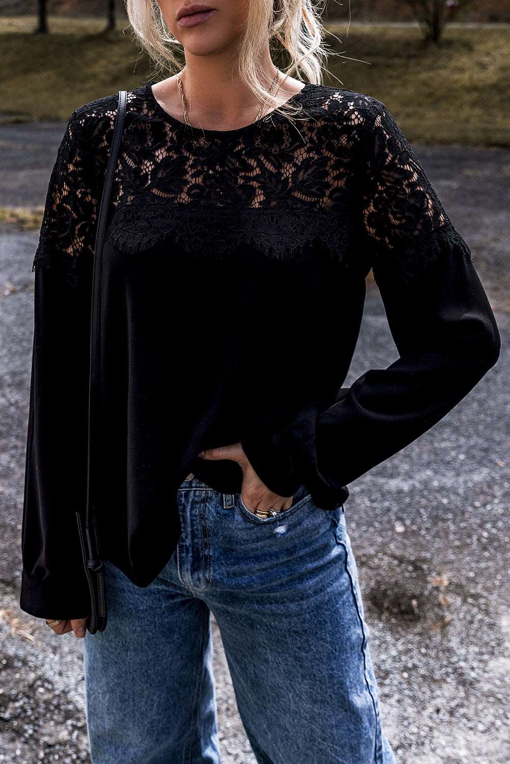 Black Lace Crochet Top - Catherine Martin