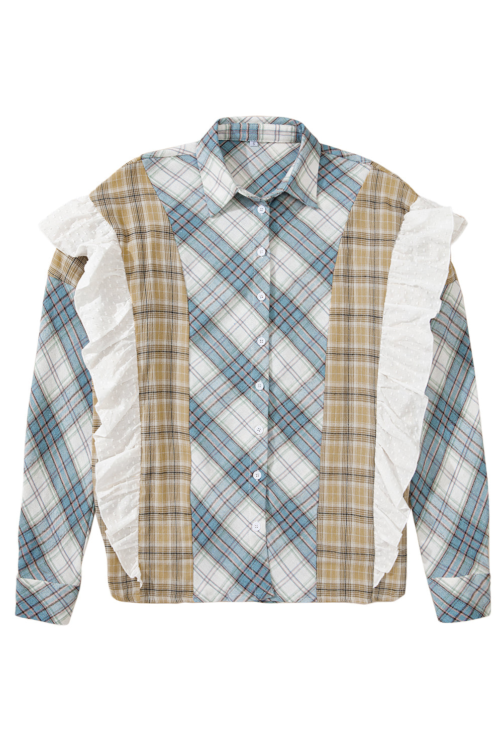 Sky Blue Plaid Shirt Ruffles- Catherine Martin