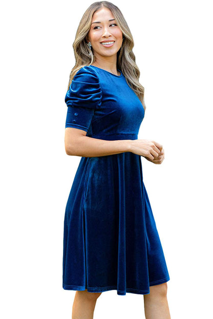 Sail Blue Velvet Midi Dress - Catherine Martin